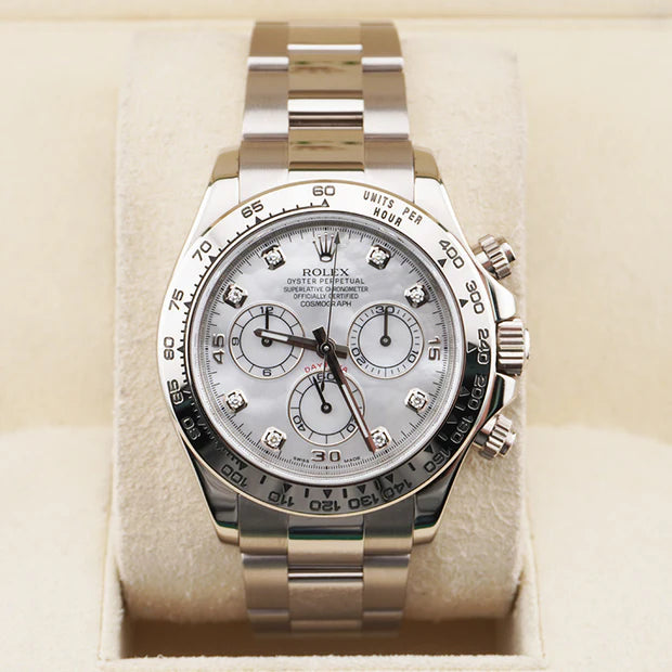 White Gold Cosmograph Daytona White Mother-Of-Pearl Diamond Dial 116509 md 40mm SALE