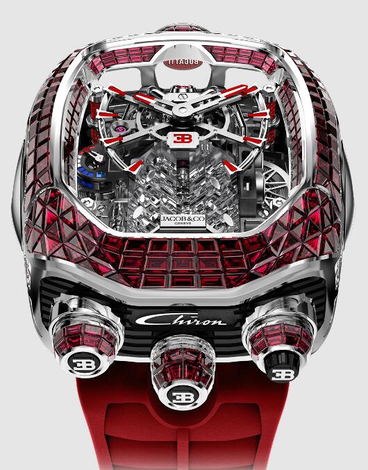 BUGATTI CHIRON TOURBILLON BAGUETTE RUBIES WHITE GOLD BU800.30.BR.UA.ABRUA