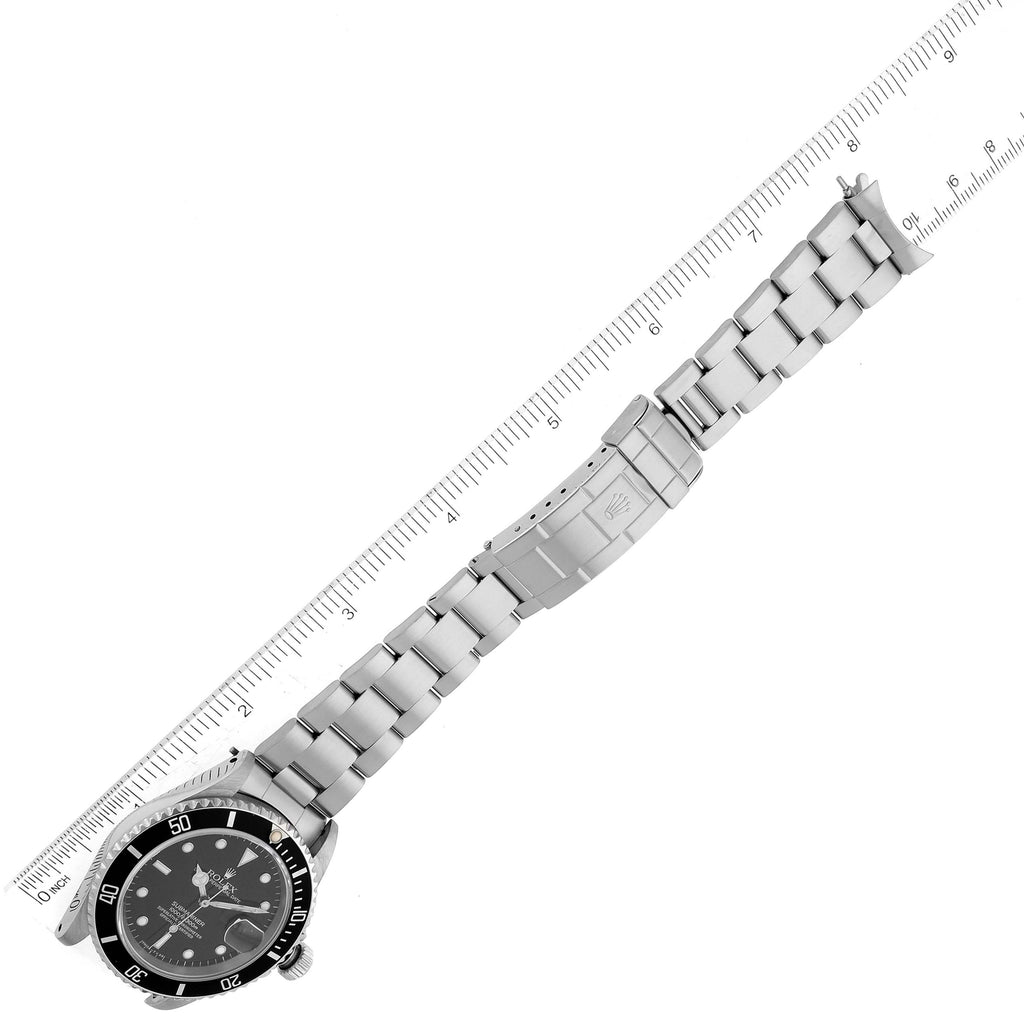 Submariner Date Black Frosted Dial Steel Mens Watch 16610 Box Papers 40.0mm