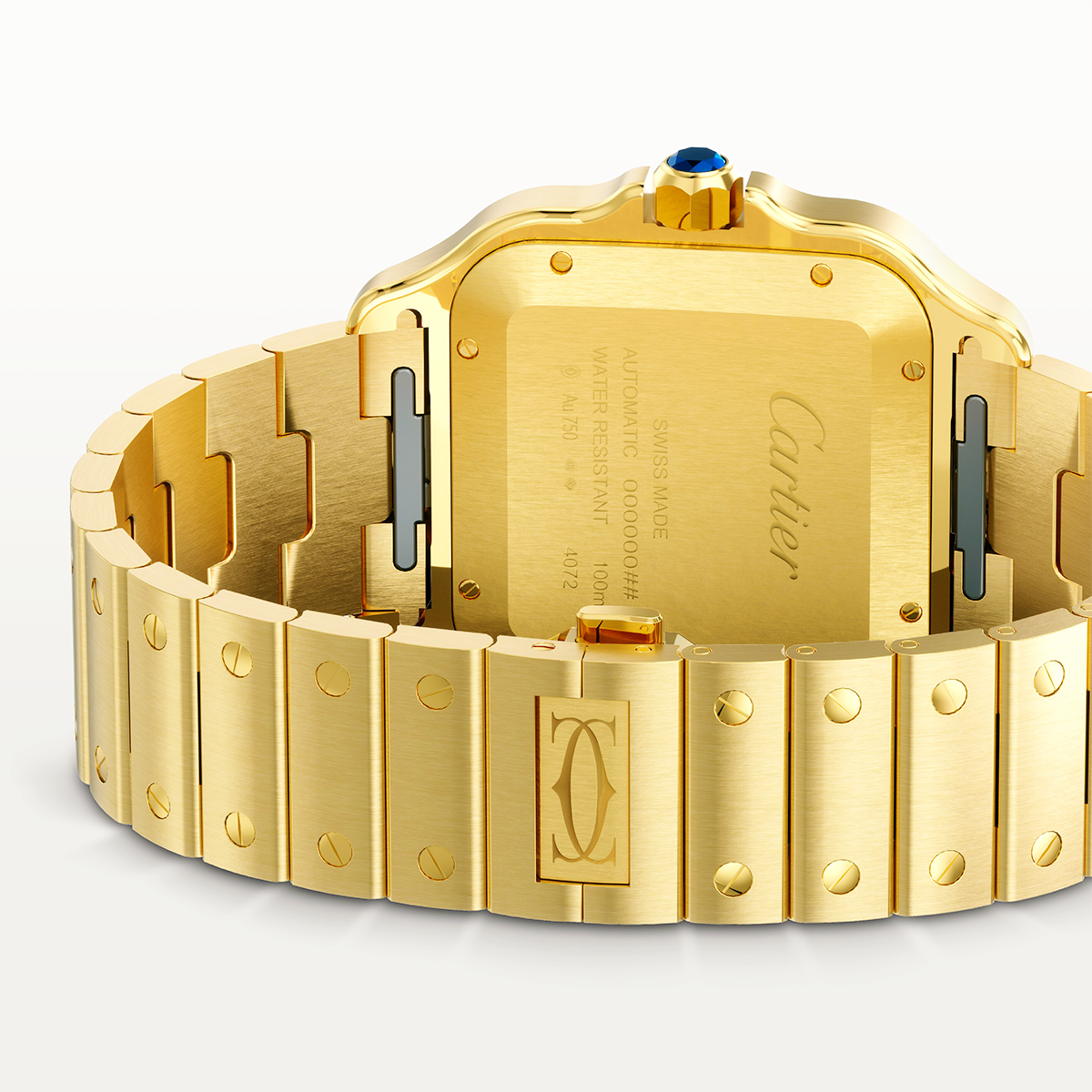 Santos Large Brown Dial 18ct Yellow Gold Automatic Watch