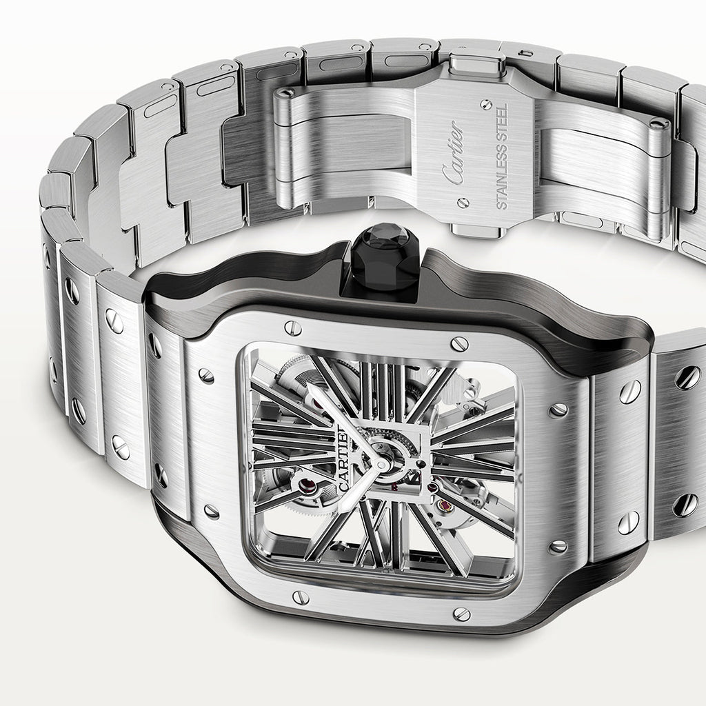 Santos Large Skeleton Steel & Black ADLC Watch
