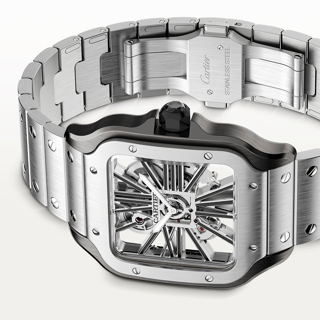 Santos Large Skeleton Steel & Black ADLC Watch