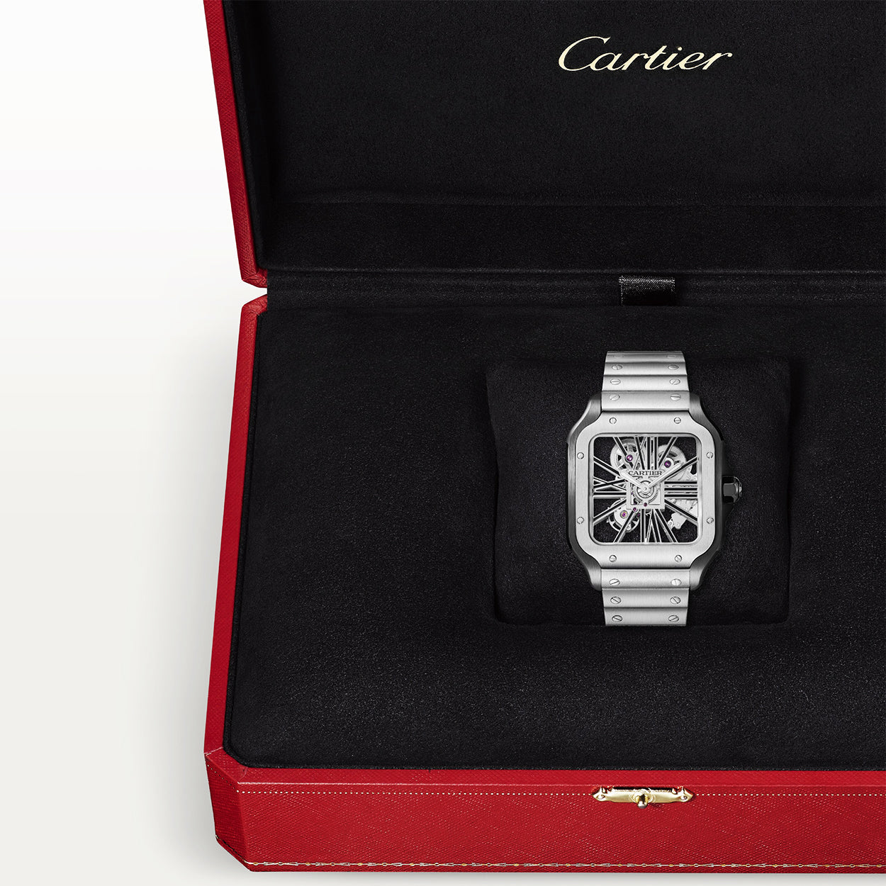 Santos Large Skeleton Steel & Black ADLC Watch