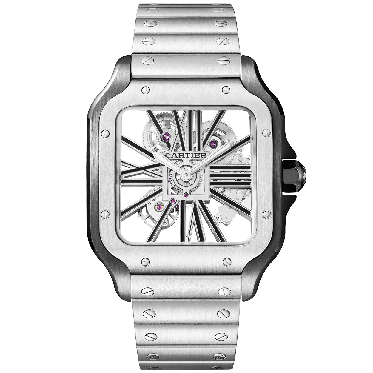 Santos Large Skeleton Steel & Black ADLC Watch