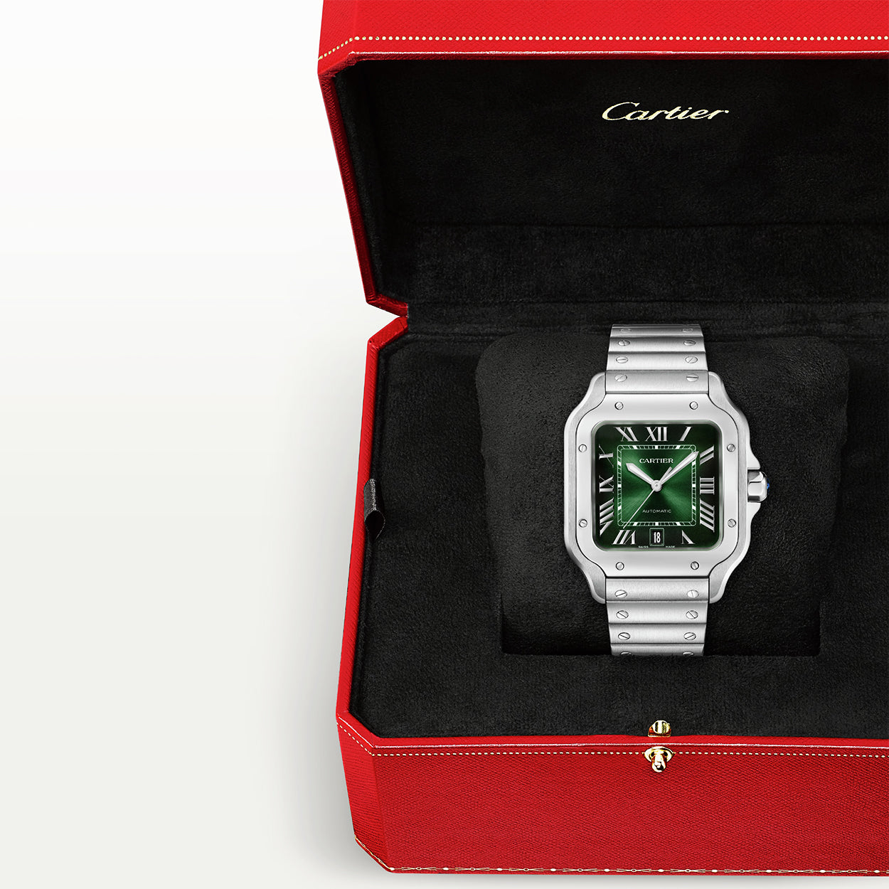 Santos Large Smoky Green Dial Automatic Bracelet/Strap Watch