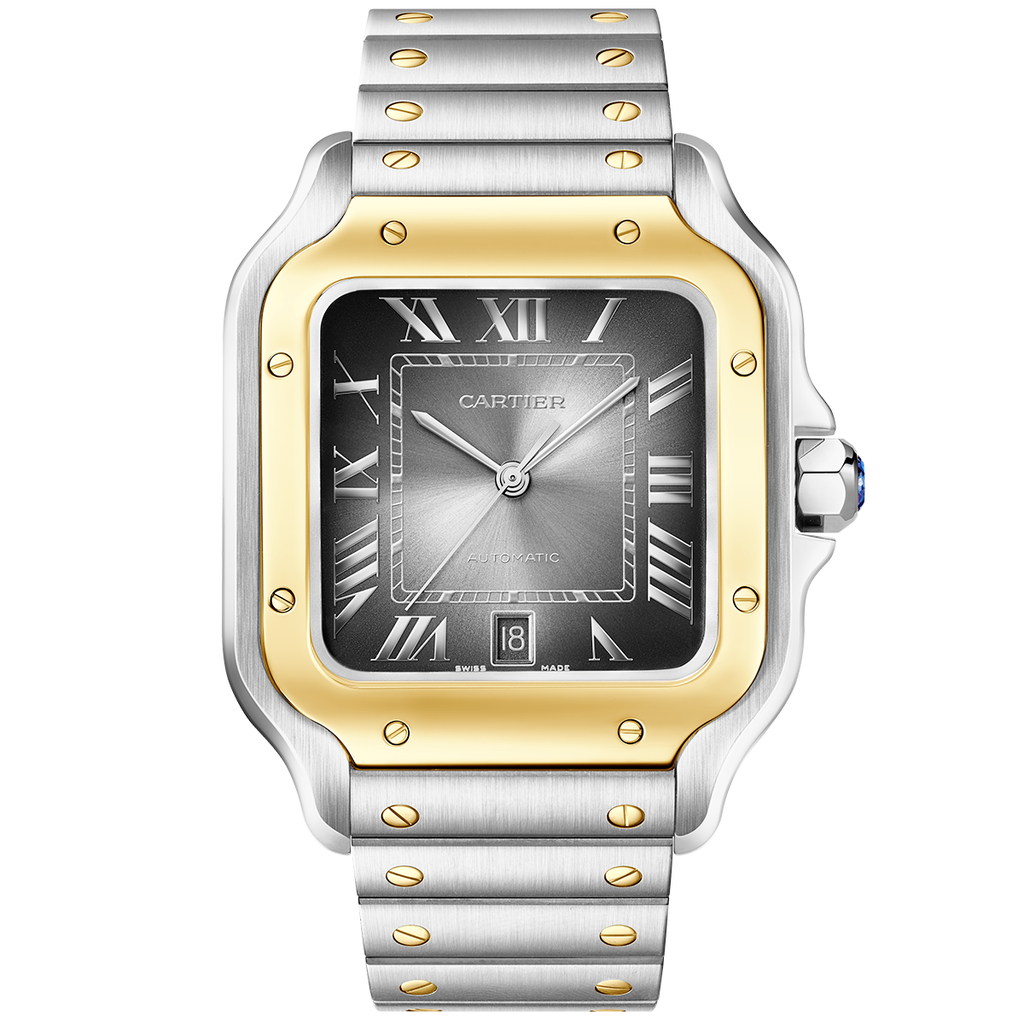 Santos Large Two-Tone Grey Dial Bracelet/Strap Watch