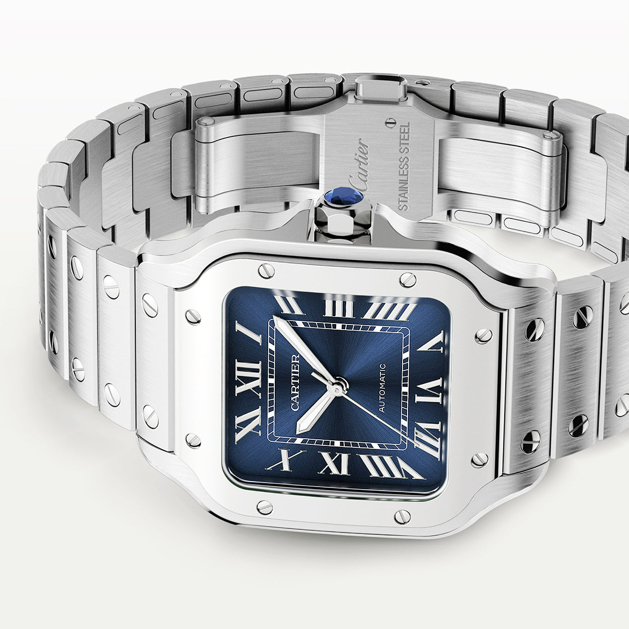 Santos Medium Blue Dial Automatic Bracelet/Strap Watch