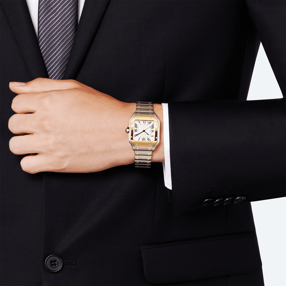 Santos Medium Steel & 18ct Yellow Gold Bracelet/Strap Watch