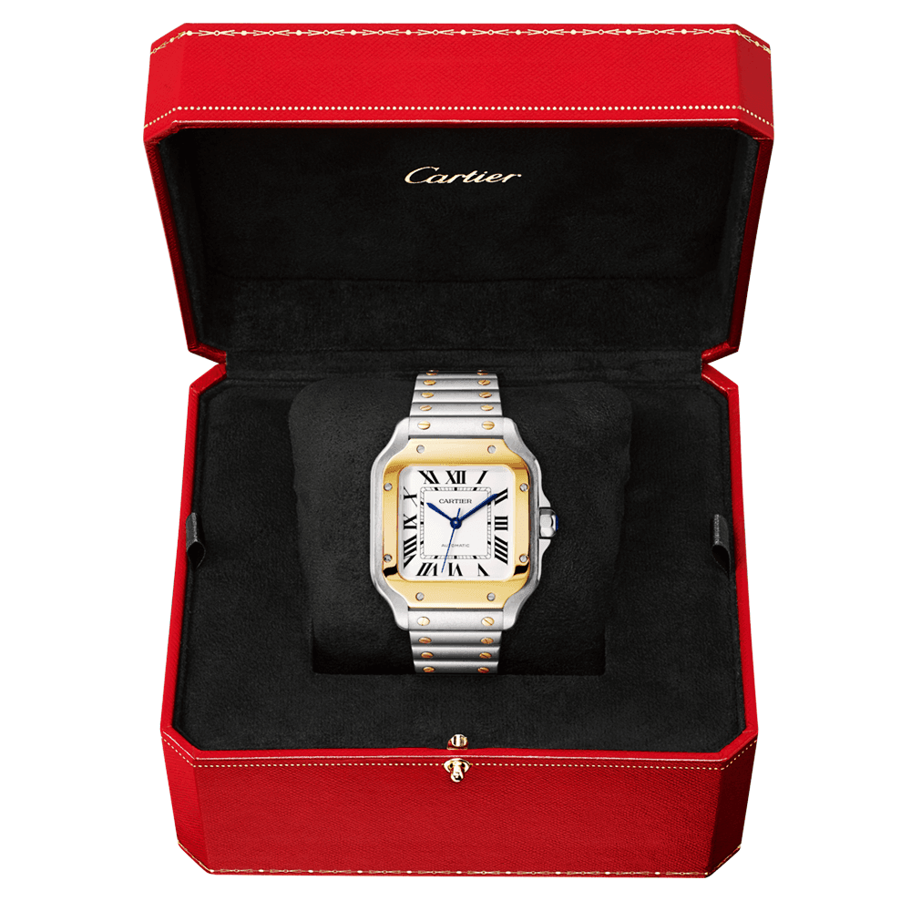 Santos Medium Steel & 18ct Yellow Gold Bracelet/Strap Watch